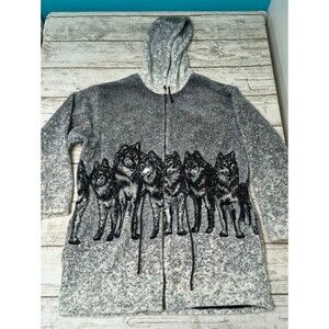 Vintage Pacific Spirit Wolf Fleece Full Zip Jacket Size Medium